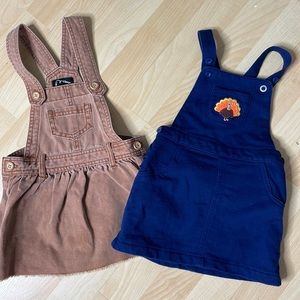 Blue & turkey themed 100% cotton & Art Class brown 100% skirt overall